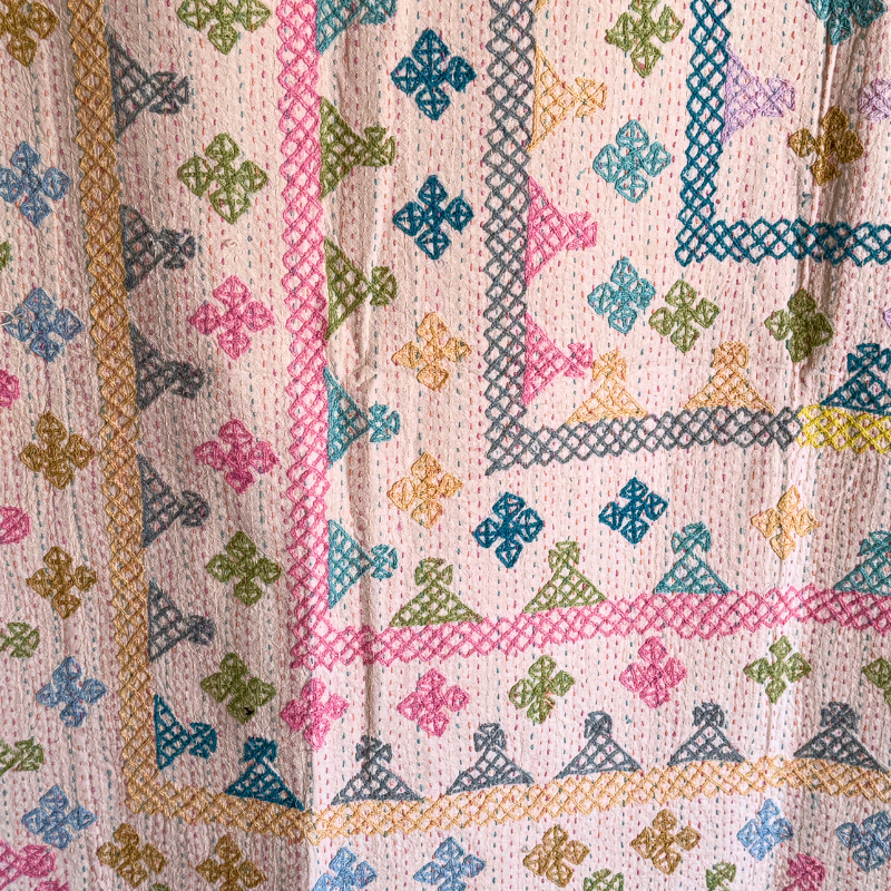 SINGLE KANTHA  - GREY, PINK, GREEN, TAUPE, CREAM, TEAL