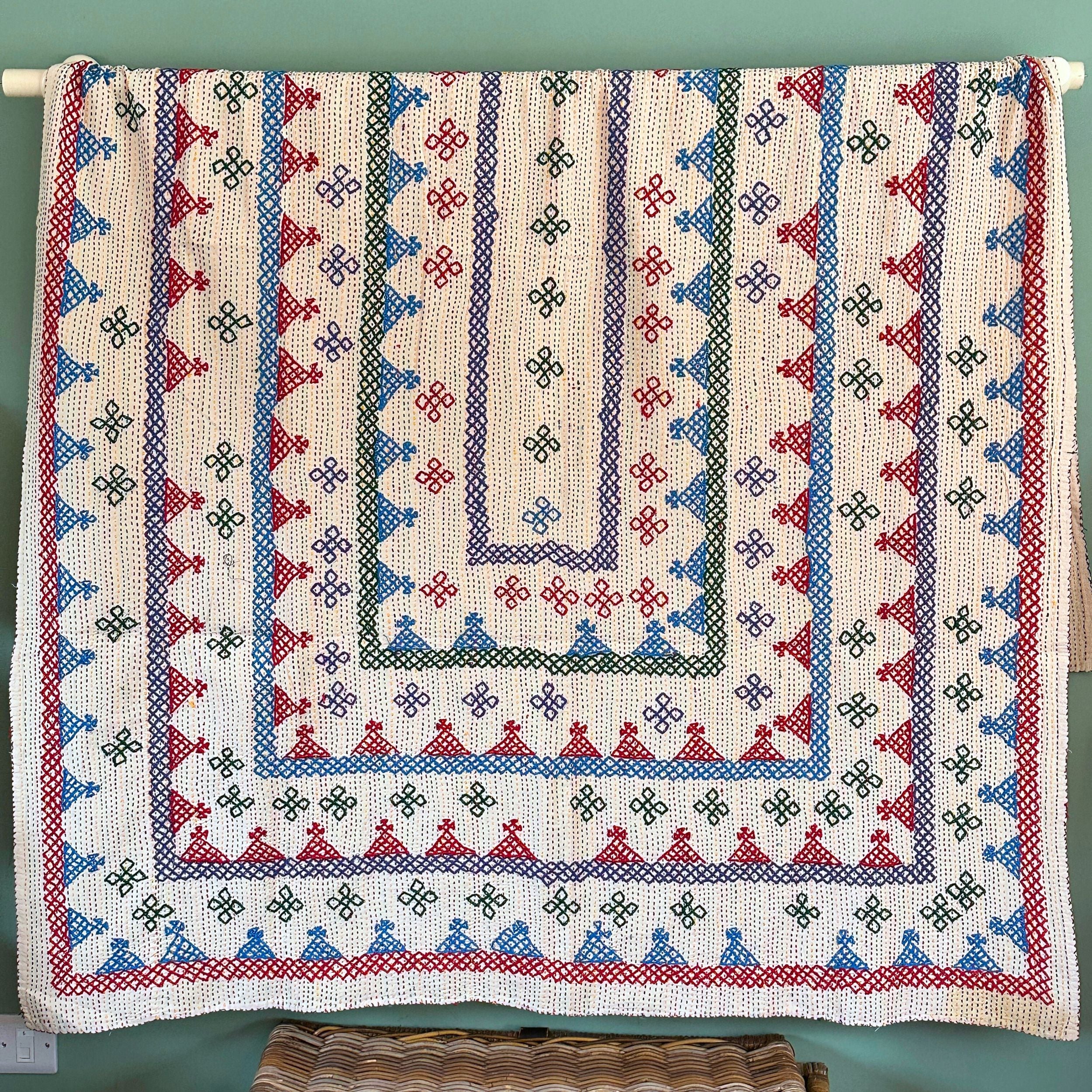 SINGLE KANTHA  - RED, BLUE, GREEN, PURPLE