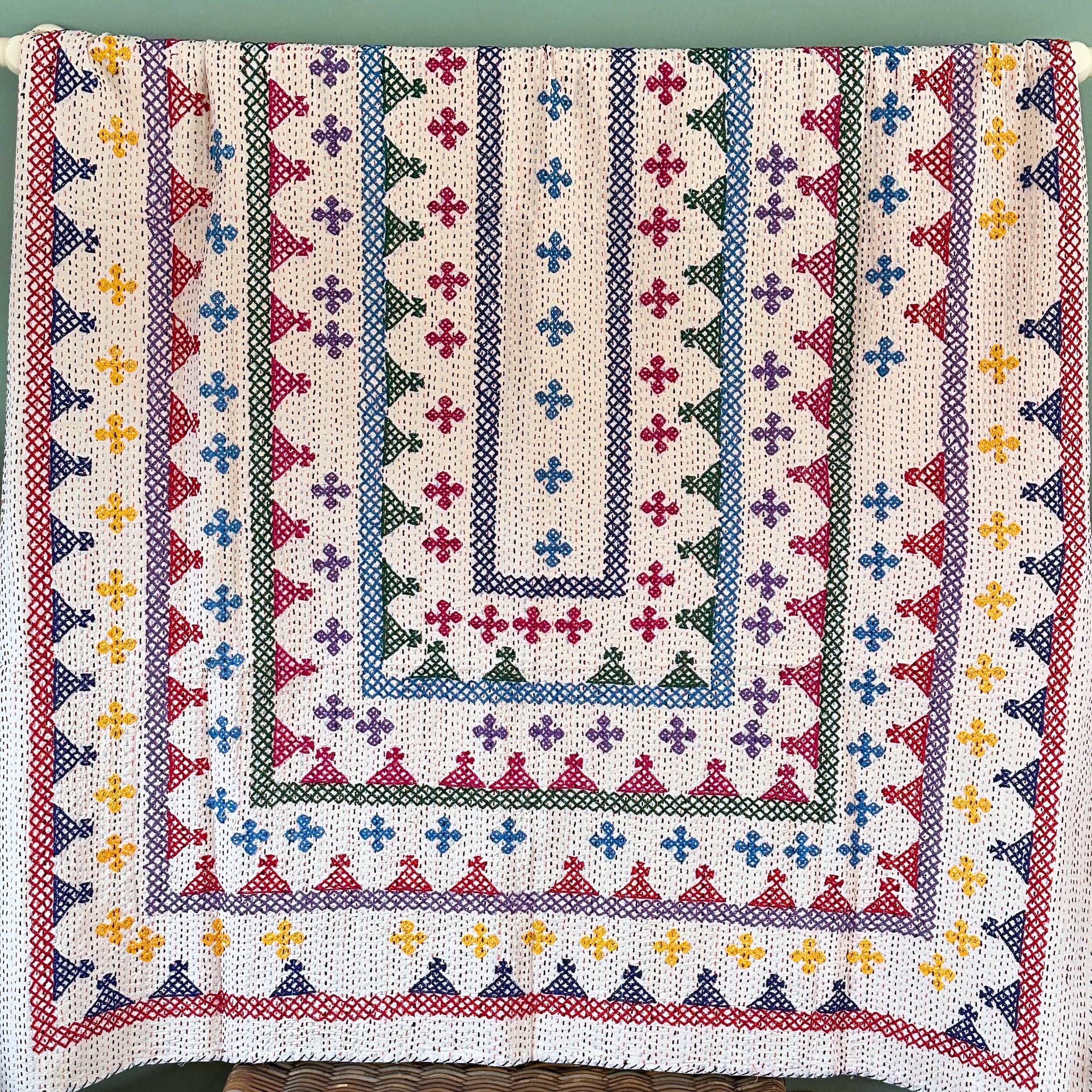 SINGLE KANTHA  - RED, PURPLE, YELLOW, PINK, GREEN