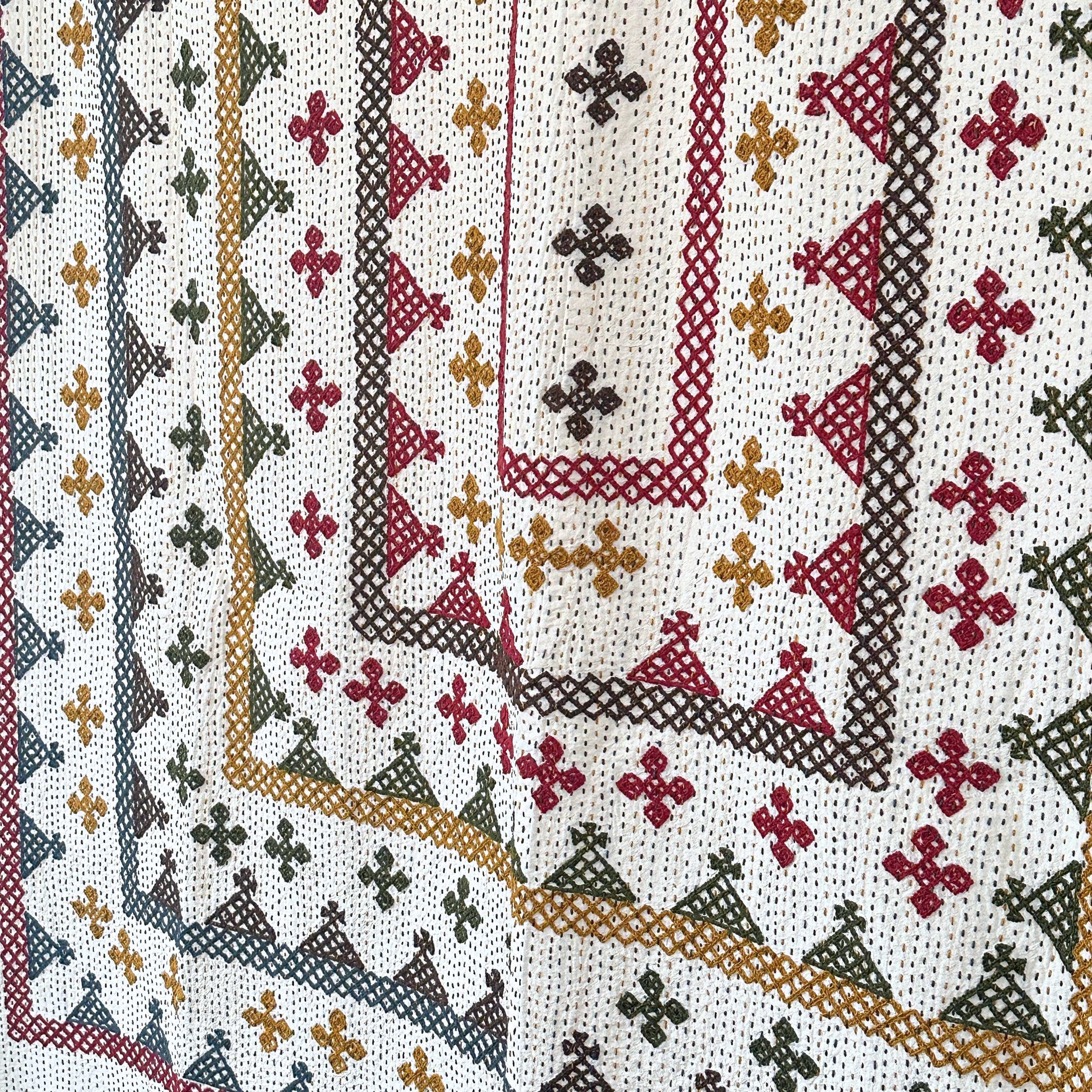 SINGLE KANTHA  - RUSSET, GREY, OCHRE, BROWN, FOREST GREEN