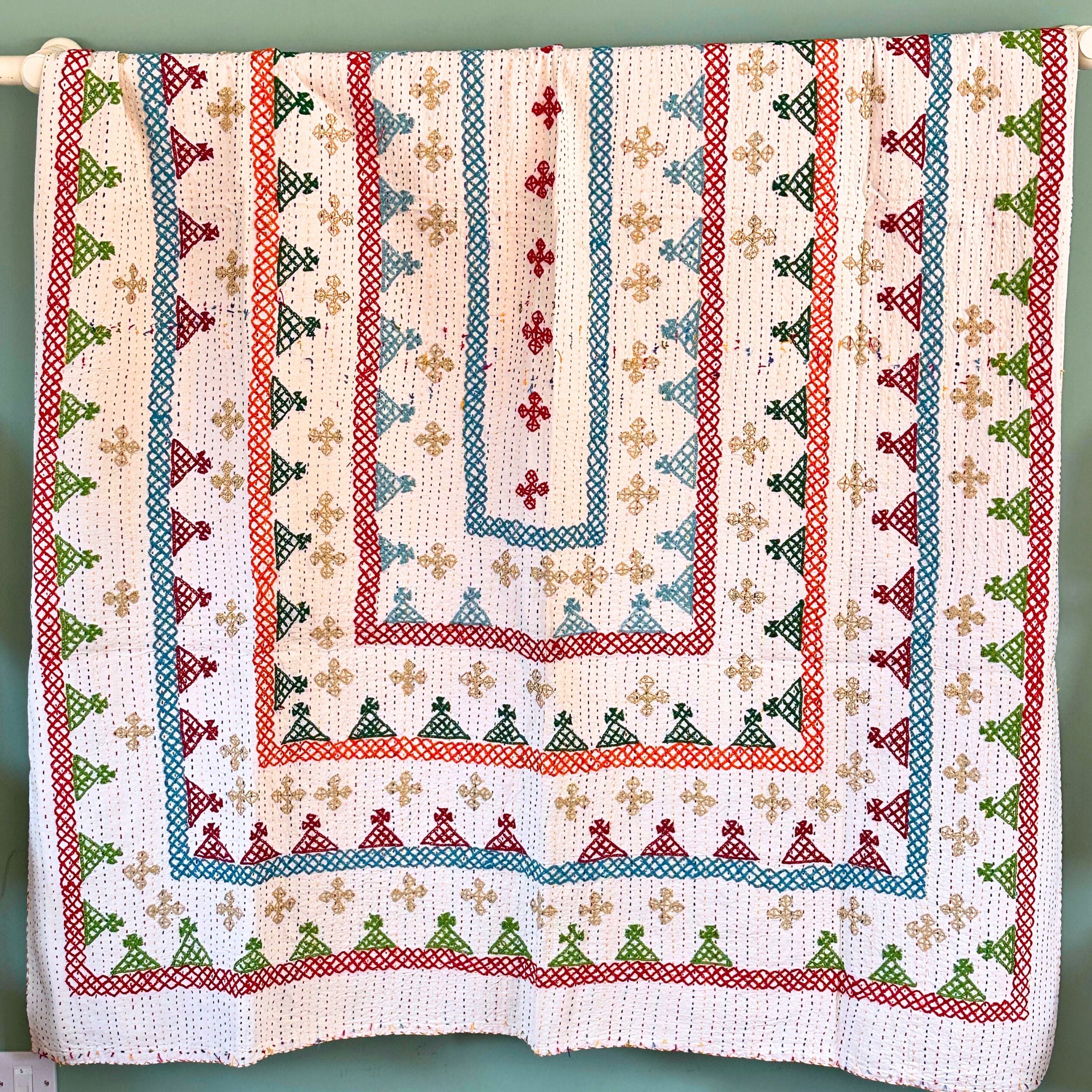 SINGLE KANTHA  - RED, GREEN, TAUPE, BLUE, ORANGE