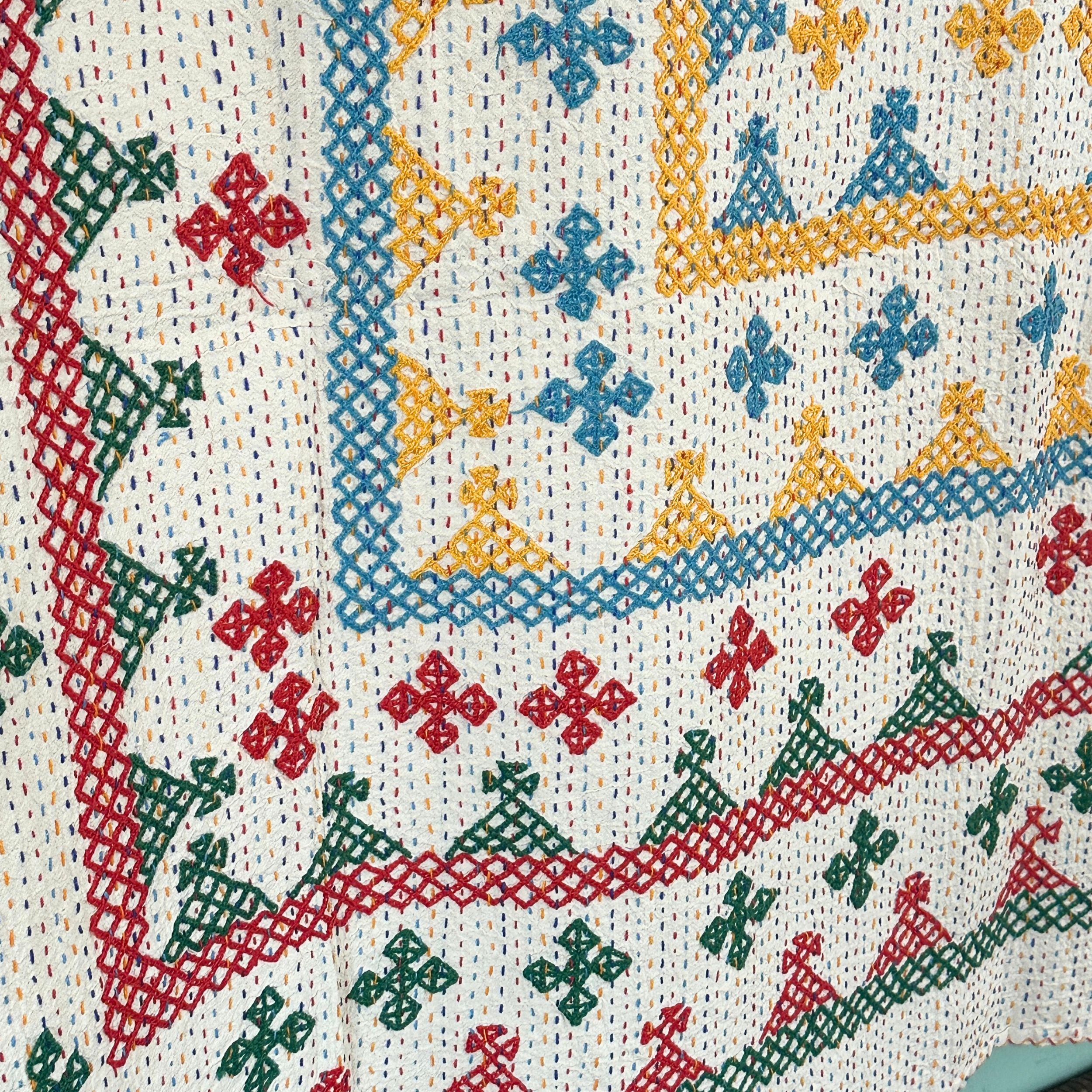 SINGLE KANTHA  - RED, GREEN, BLUE, YELLOW