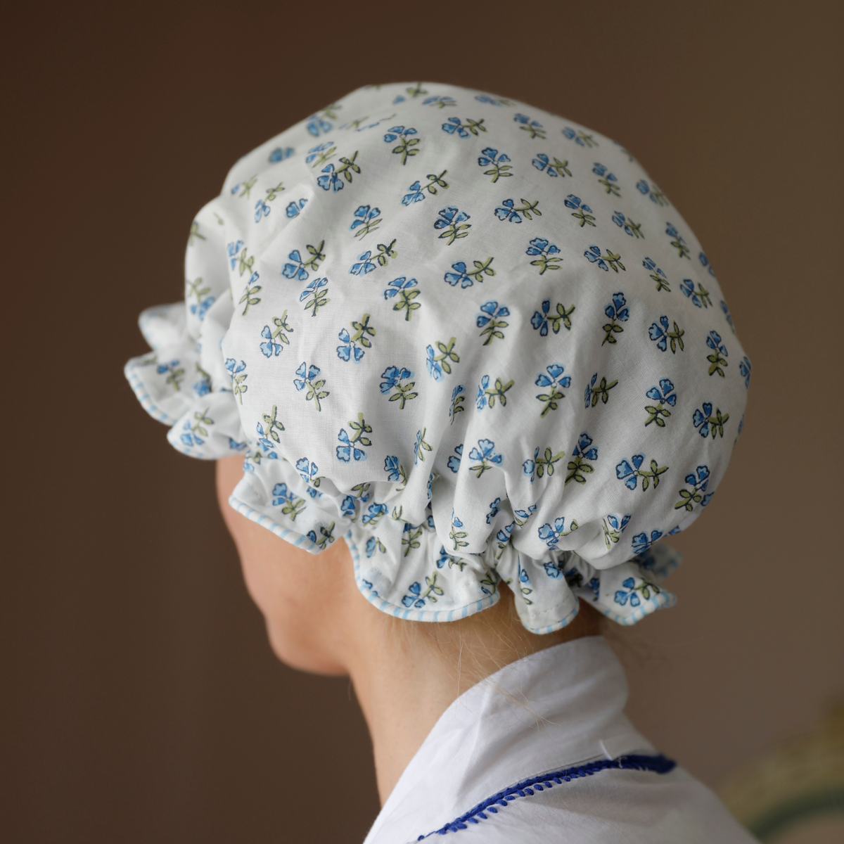 Blue Ditsy Bath Hat