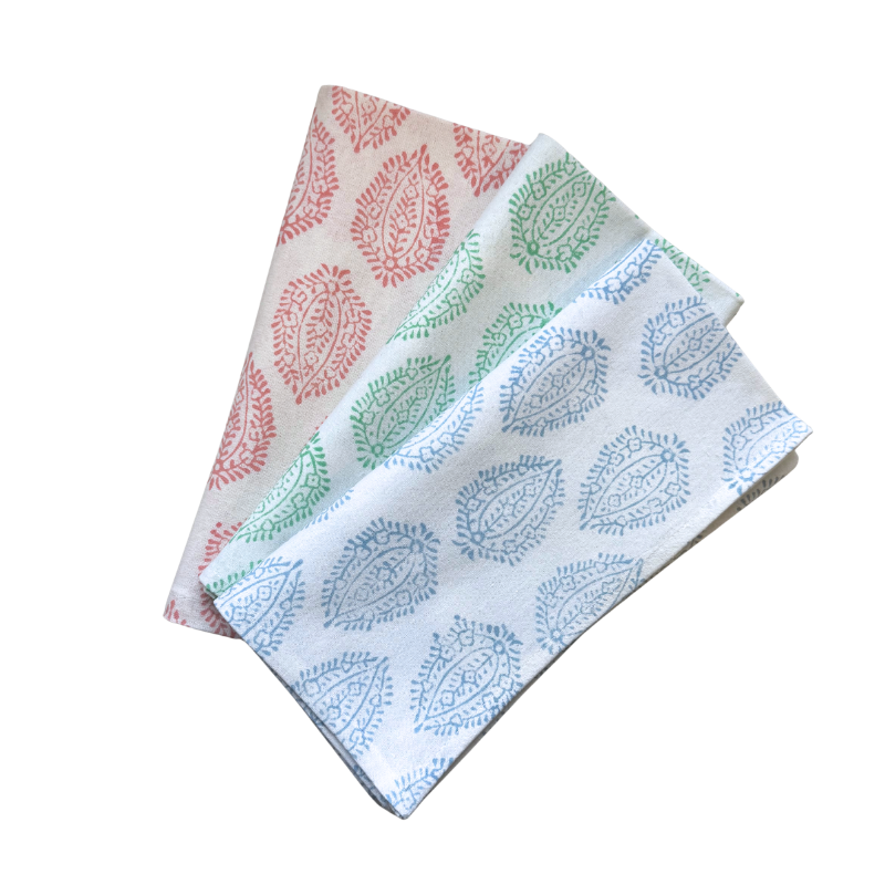 Blue Leaf Napkin - Set of 4