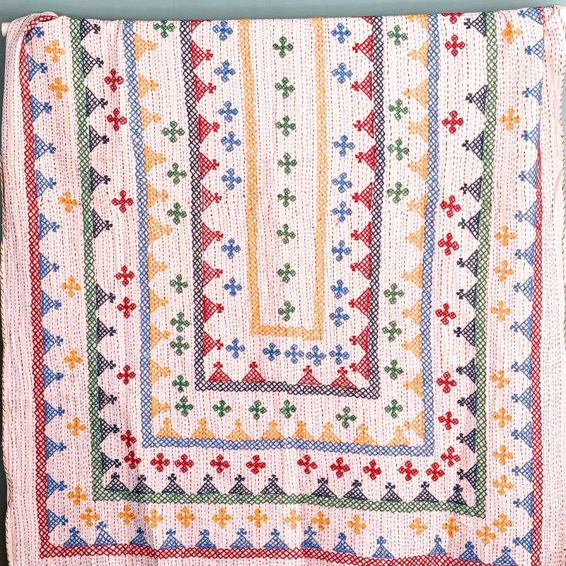 SINGLE KANTHA  - RED, BRIGHT BLUE, YELLOW, GREEN, NAVY