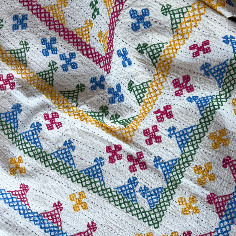 SINGLE KANTHA  - BLUE, PINK, YELLOW, GREEN,