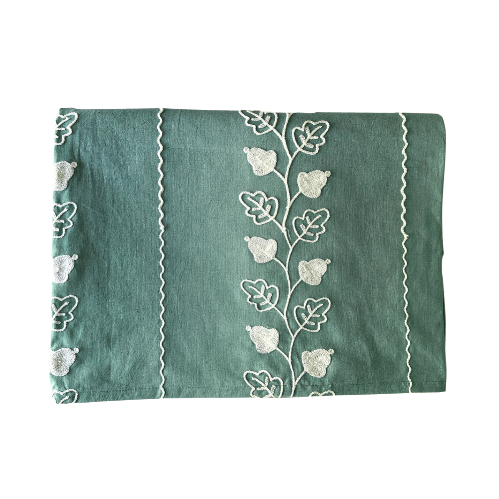 Garden Embroidered Tablecloth - Green