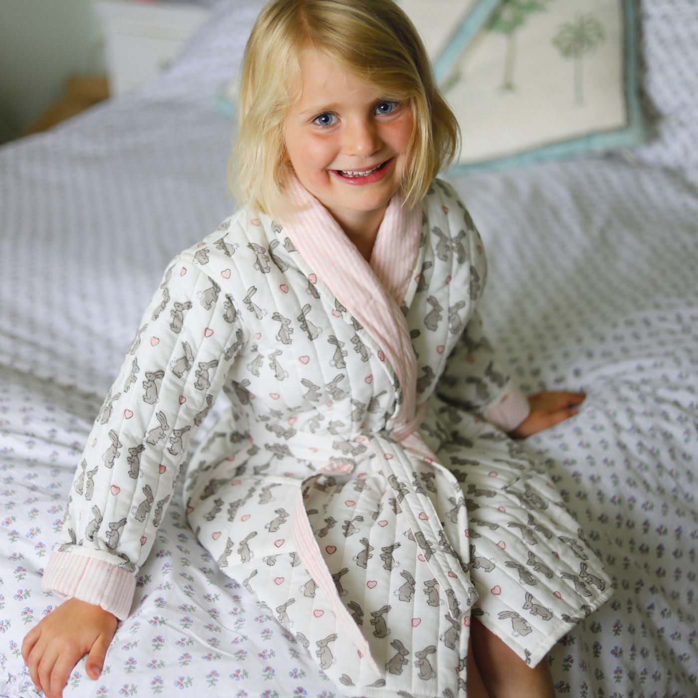 Pink Bunny Quilted Children s Dressing Gown