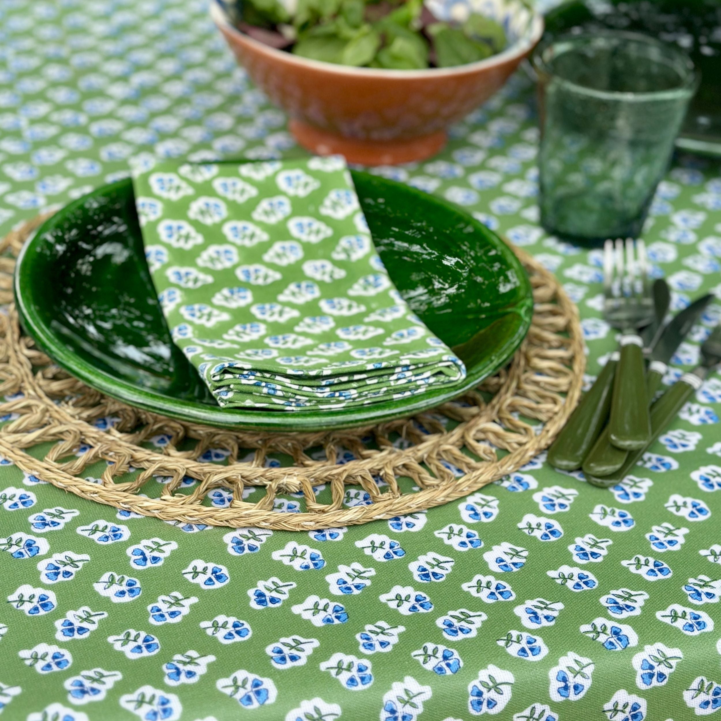 apple green ditsy oilcloth