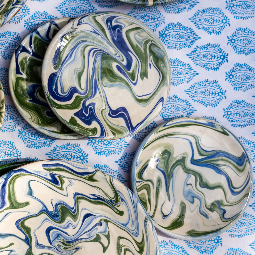 marbled small ceramic plate