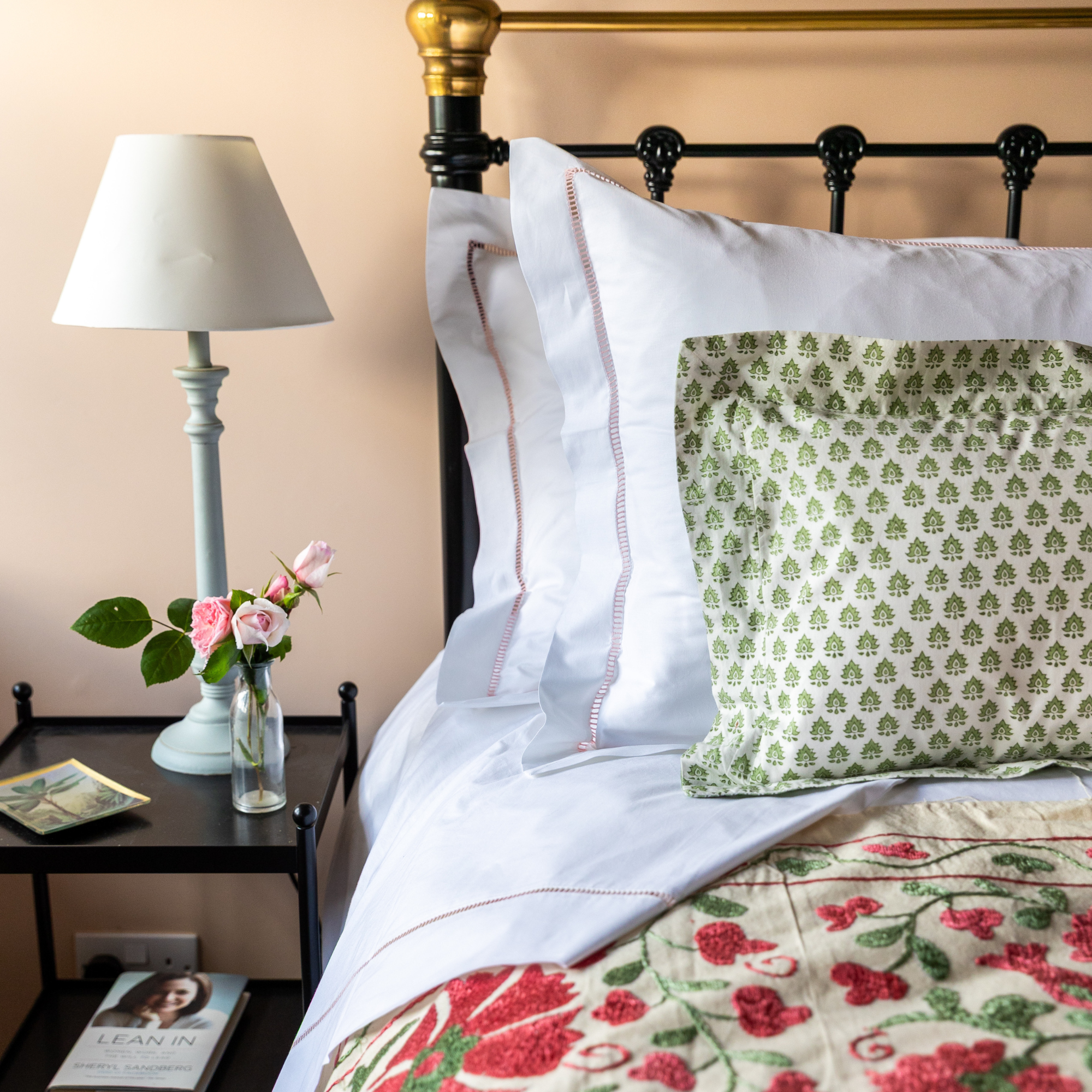 pink ladderstitch duvet cover