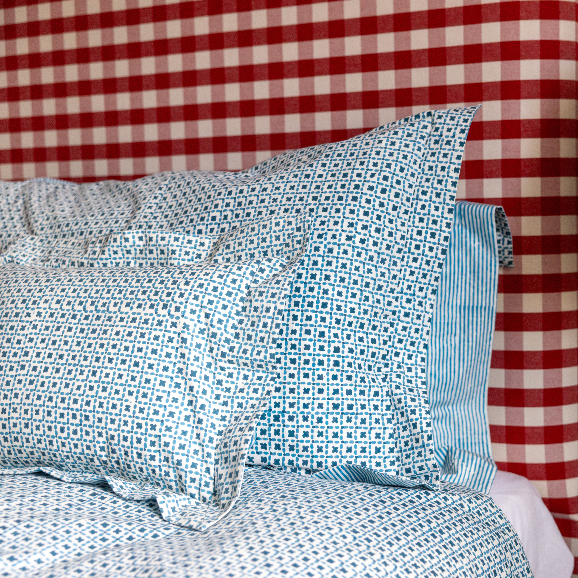 Blue Criss Cross Pillowcase