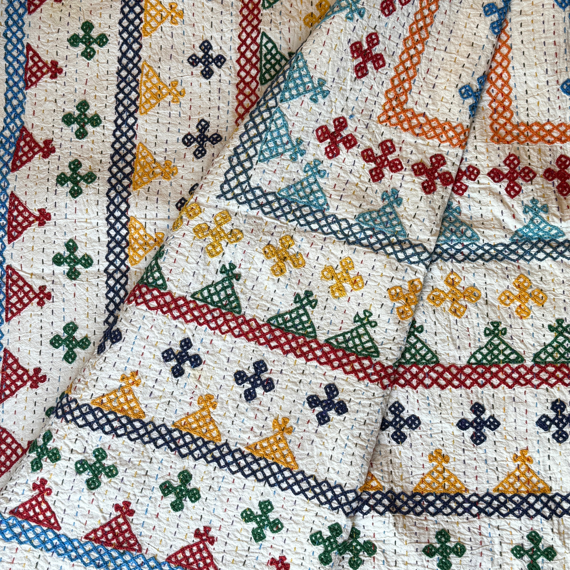 SINGLE KANTHA  - BLUE, RED, GREEN, NAVY, YELLOW