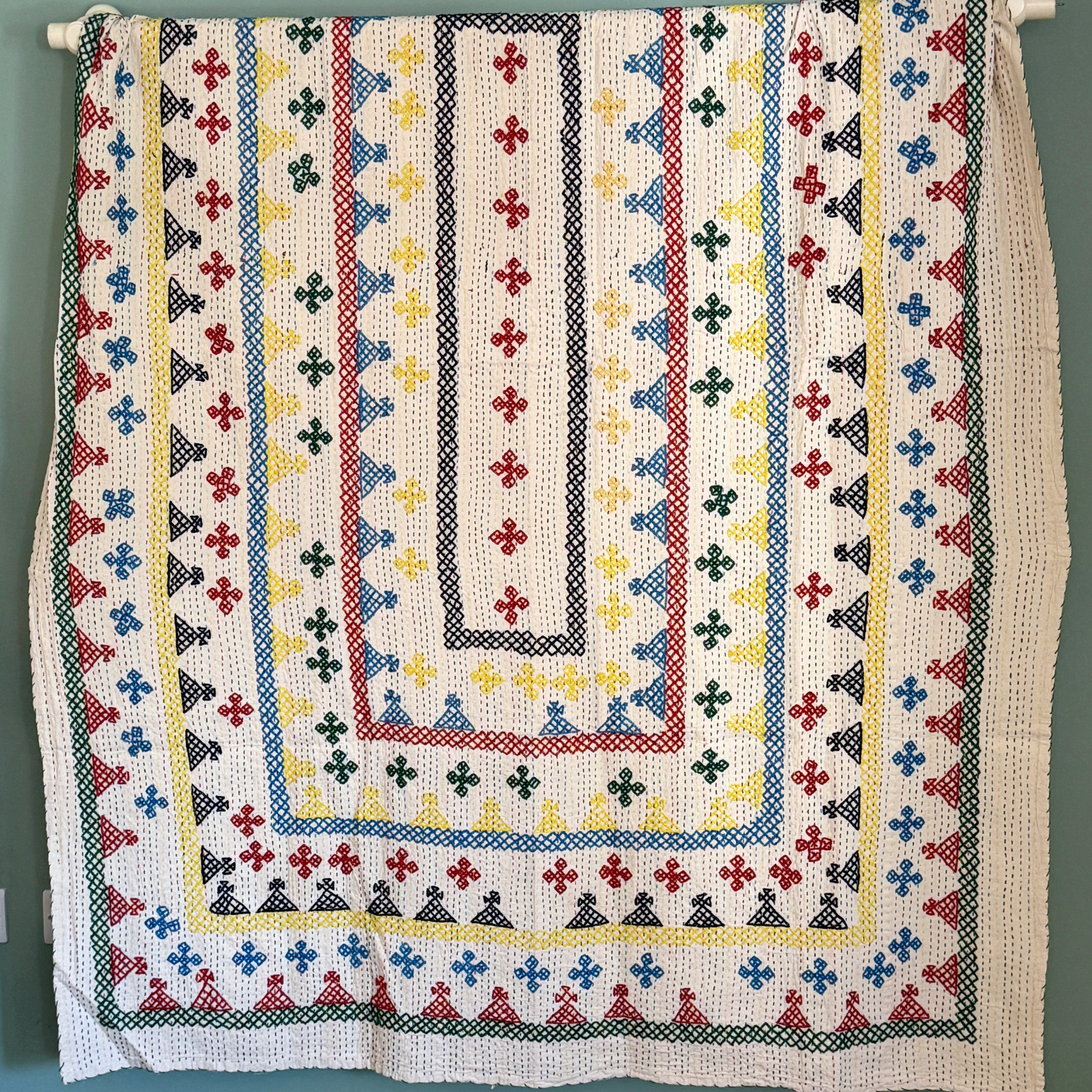 SINGLE KANTHA  - GREEN, RED, BLUE, YELLOW, BLACK