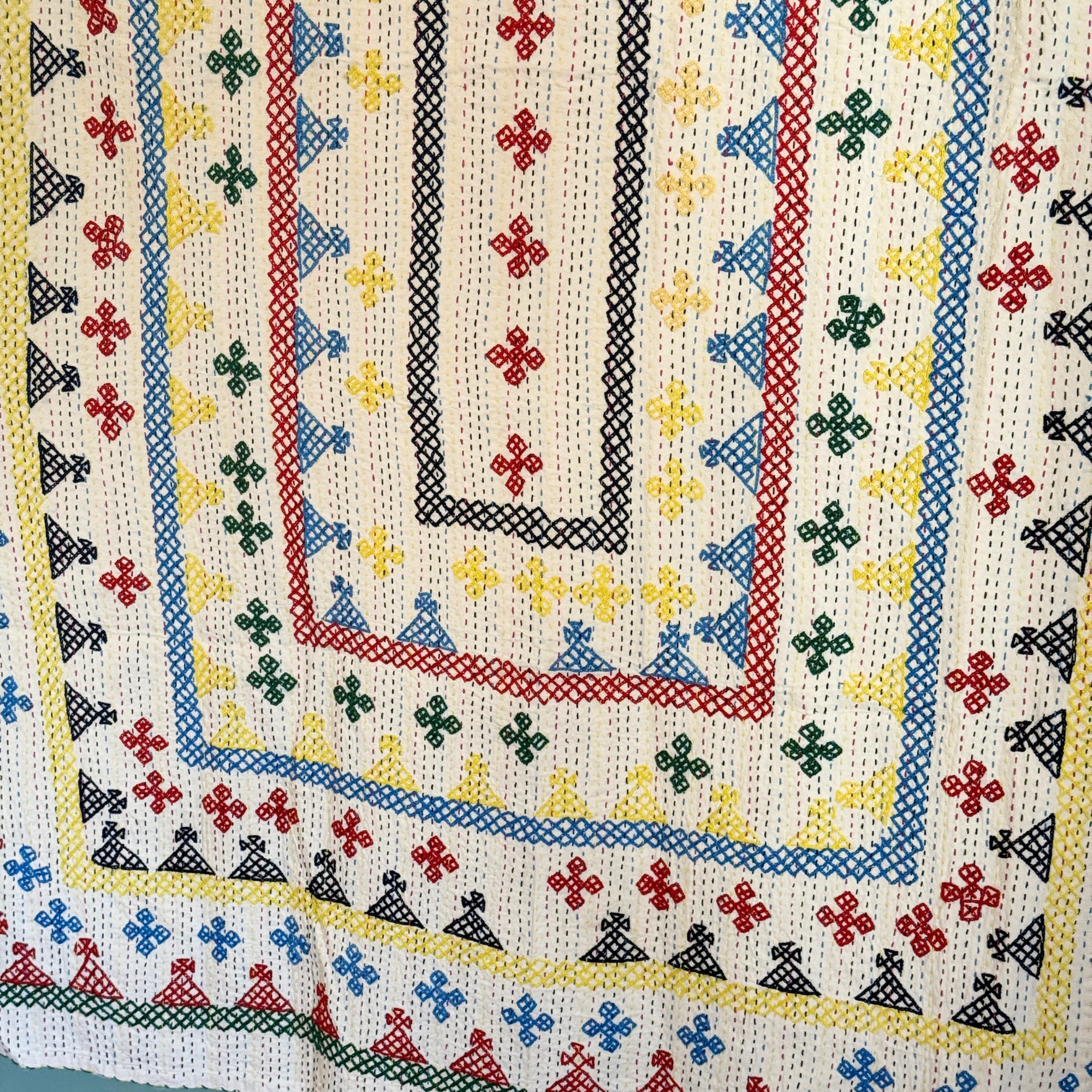 SINGLE KANTHA  - GREEN, RED, BLUE, YELLOW, BLACK