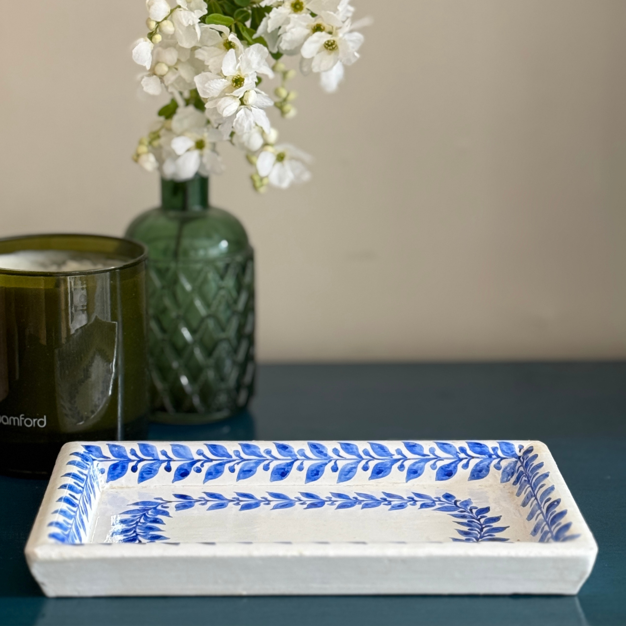 Blue Painted Tray
