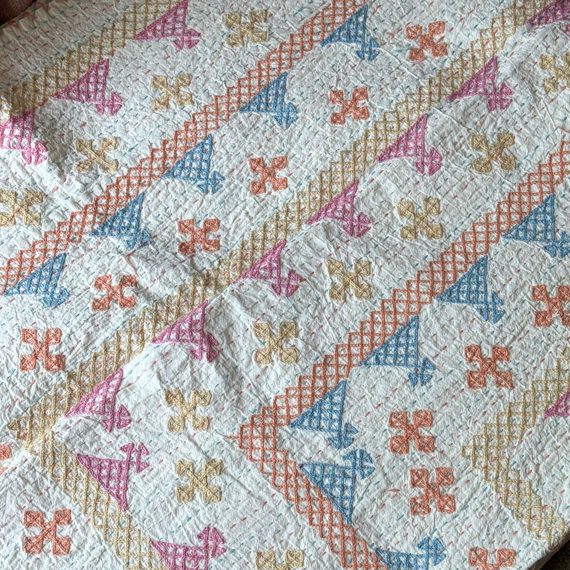 SINGLE KANTHA  - GOLD, PINK, APRICOT, BLUE