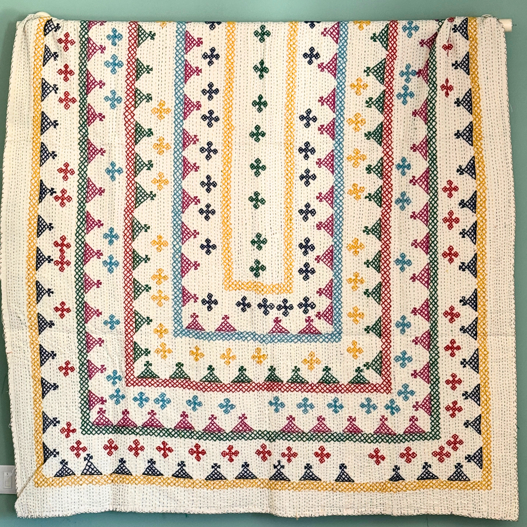 SINGLE KANTHA  - YELLOW, BLUE, RED, GREEN
