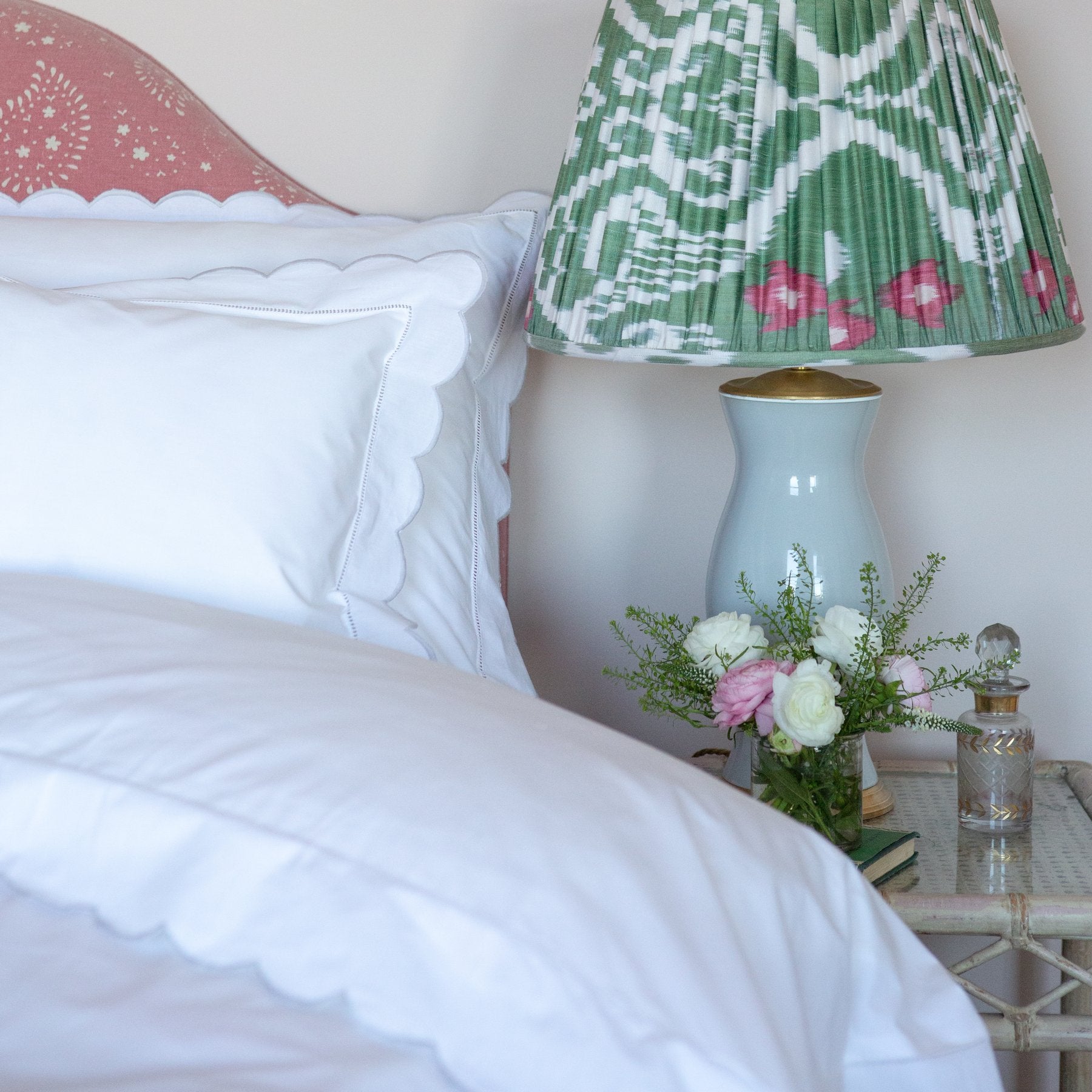 Grey Scallop Cotton Embroidered border Top Sheet
