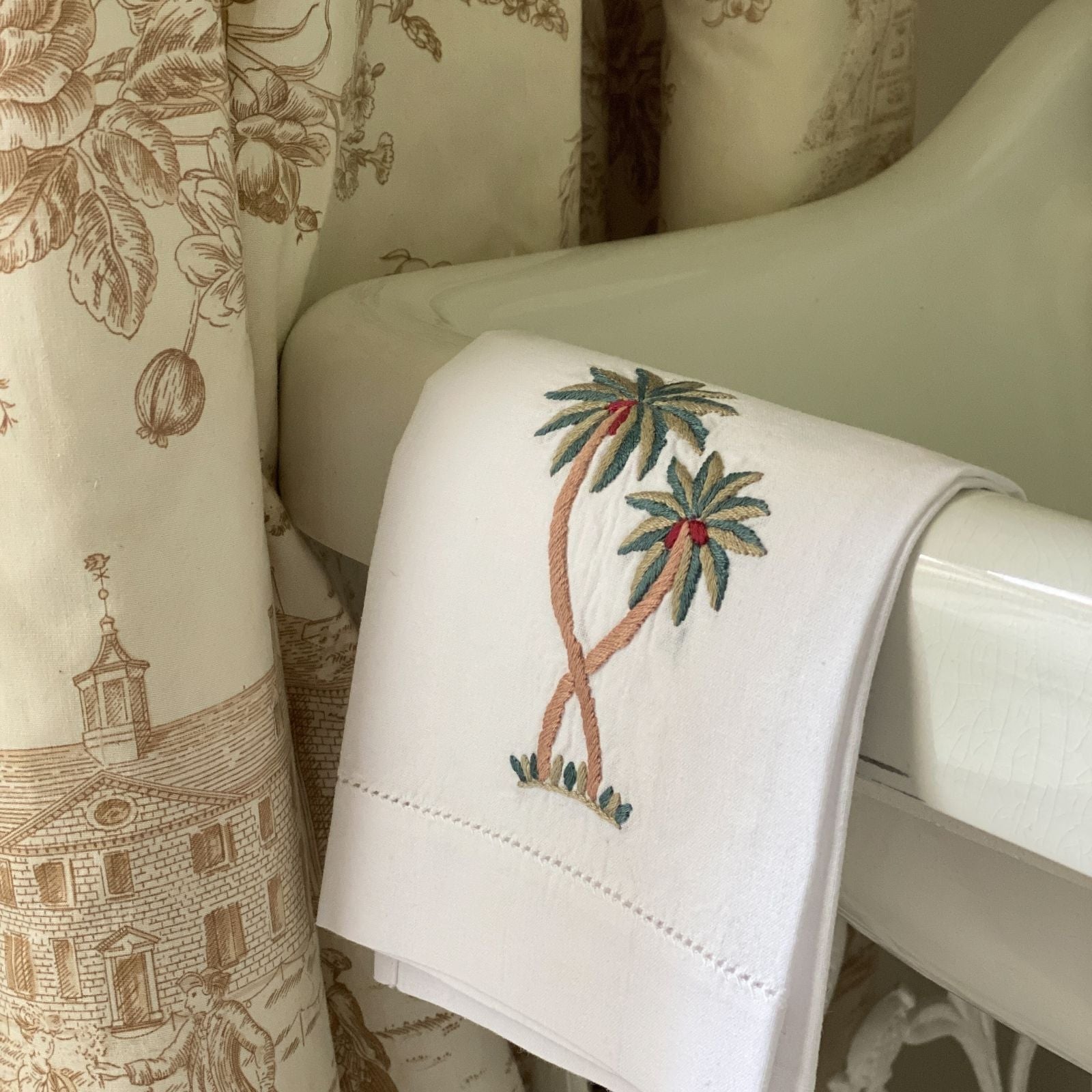 Cotton Embroidered Palm Tree hand towel