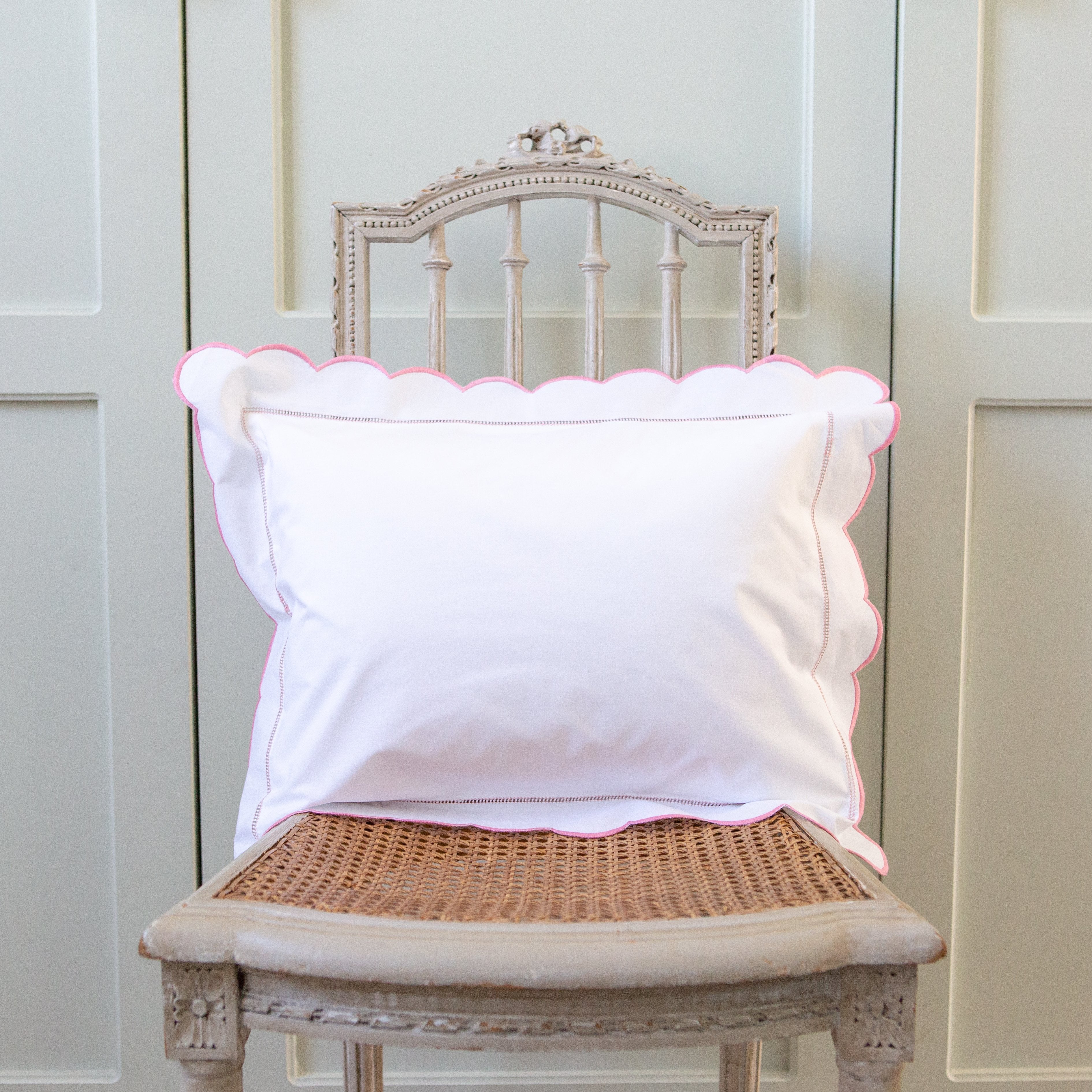 Scalloped edge cotton baby boudoir pillowcase