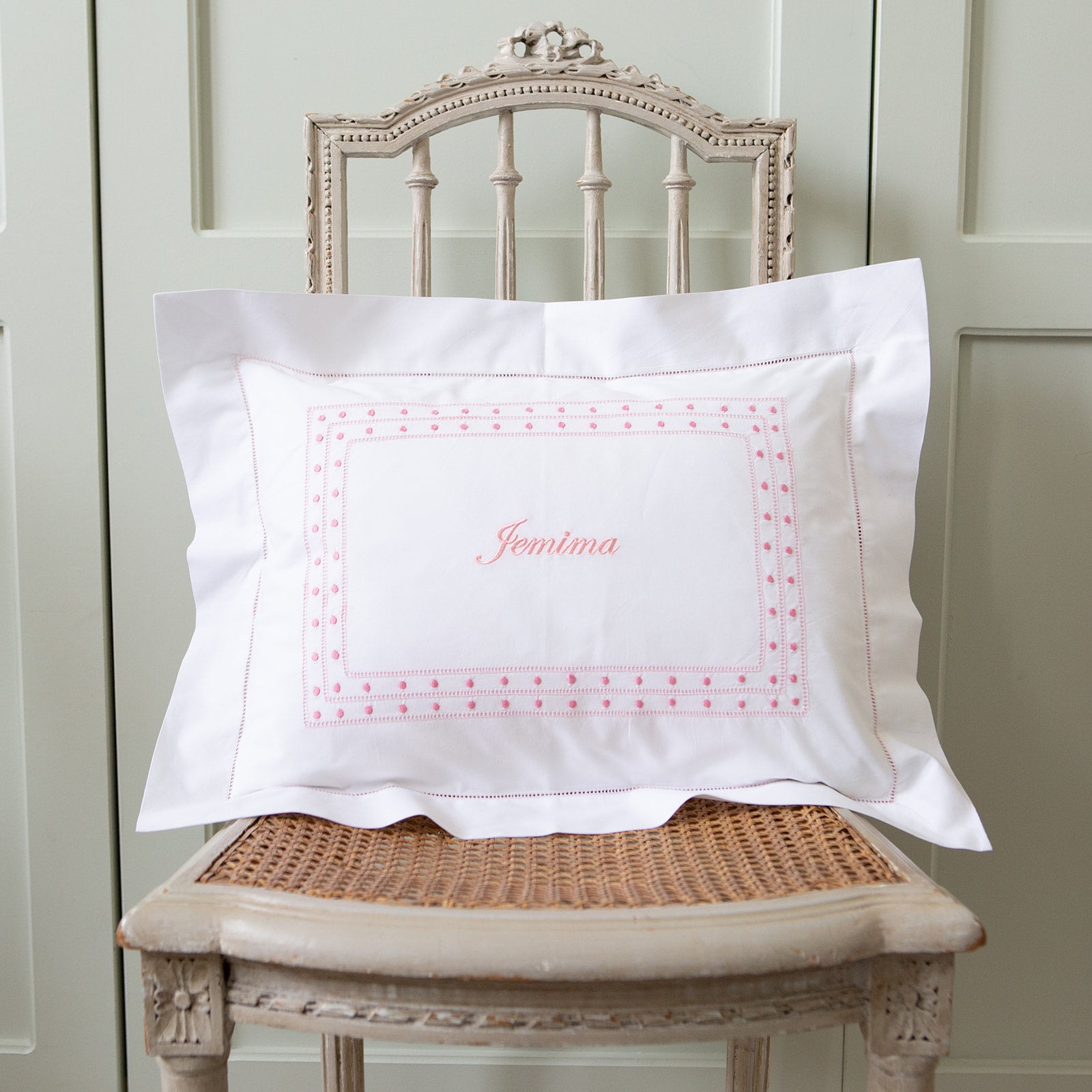 Monogrammed baby pillowcase