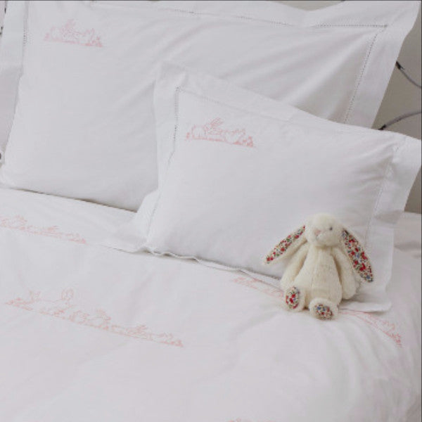 Pink bunnies baby pillowcase