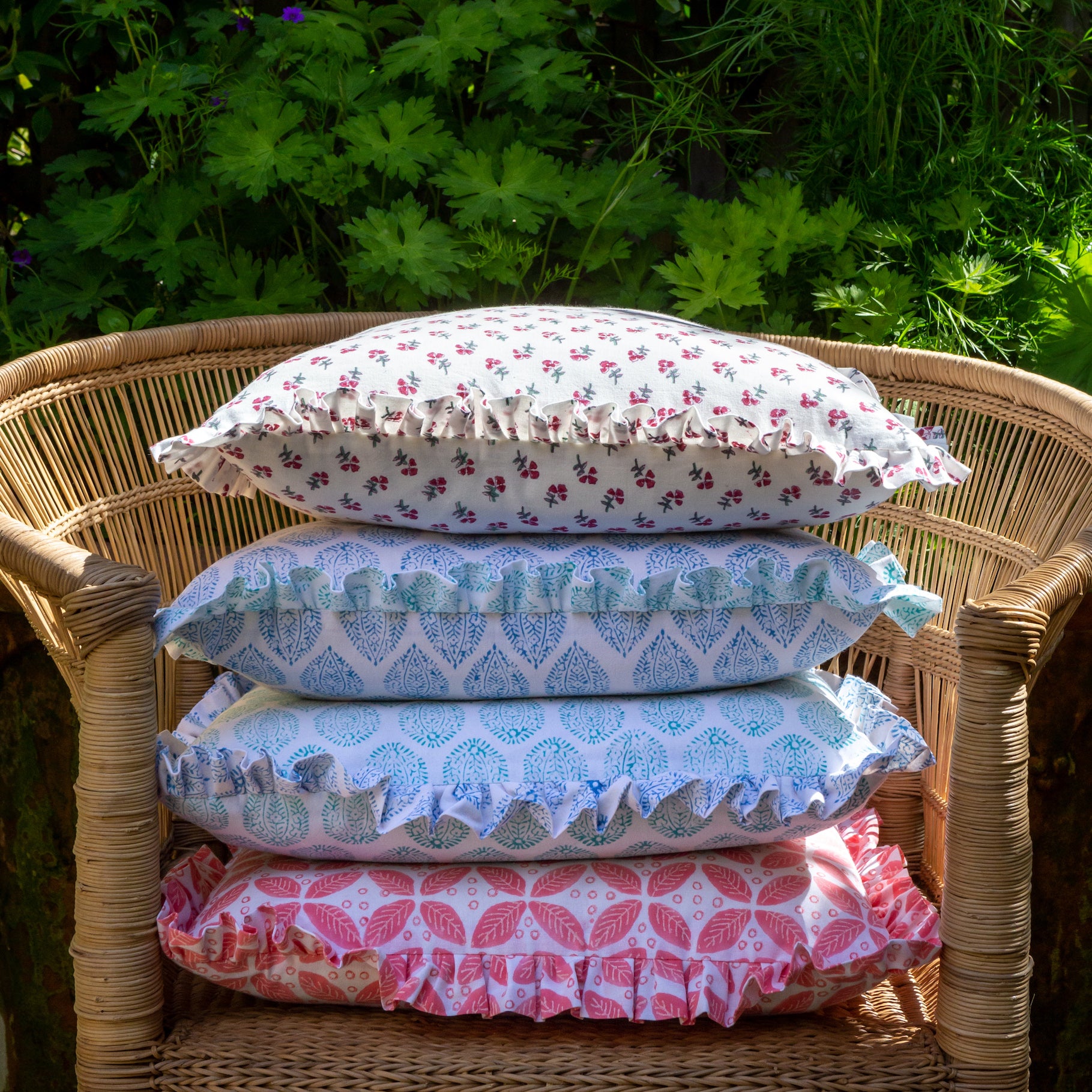 Ruby Ditsy Ruffle Cushion