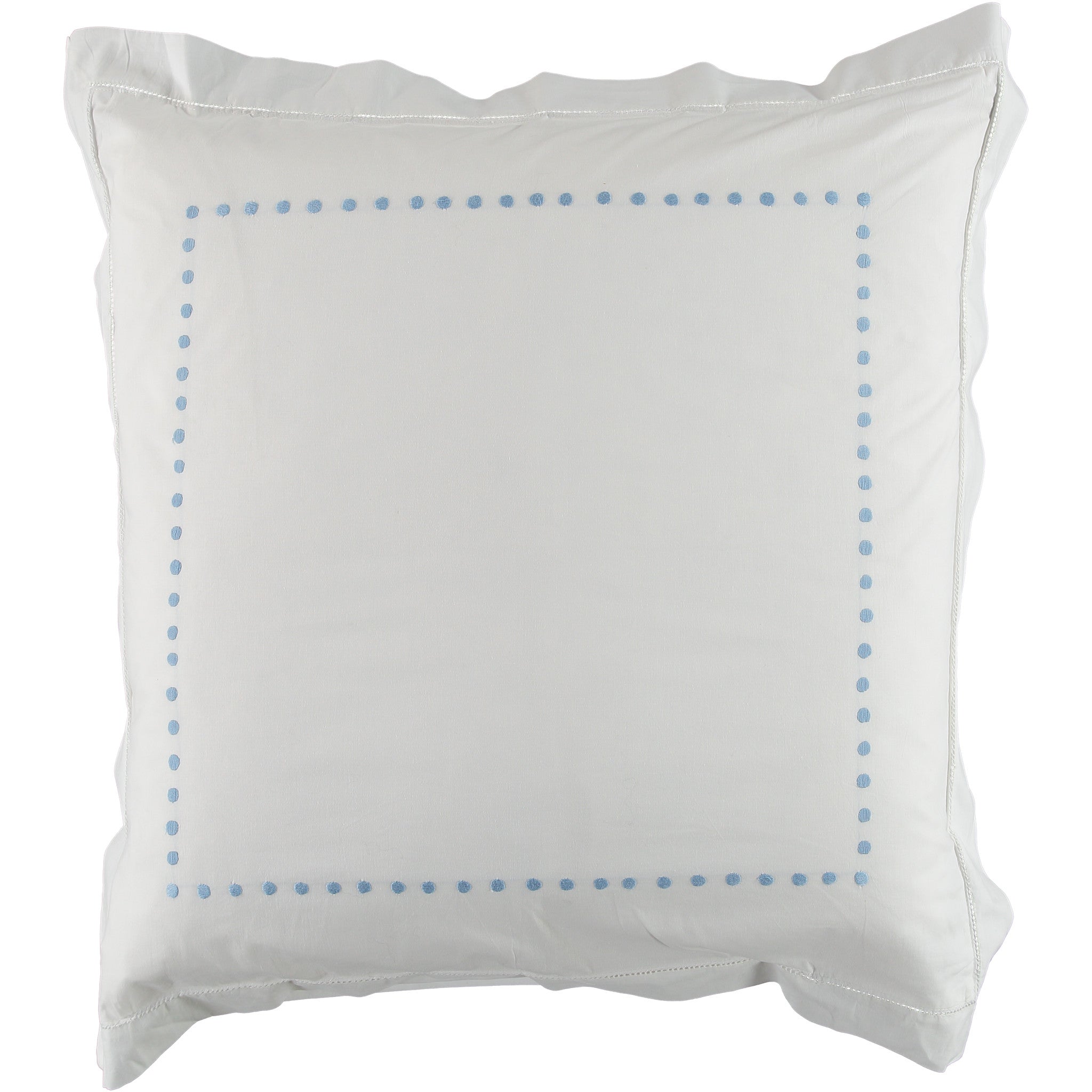 Blue dot embroidered square pillowcase