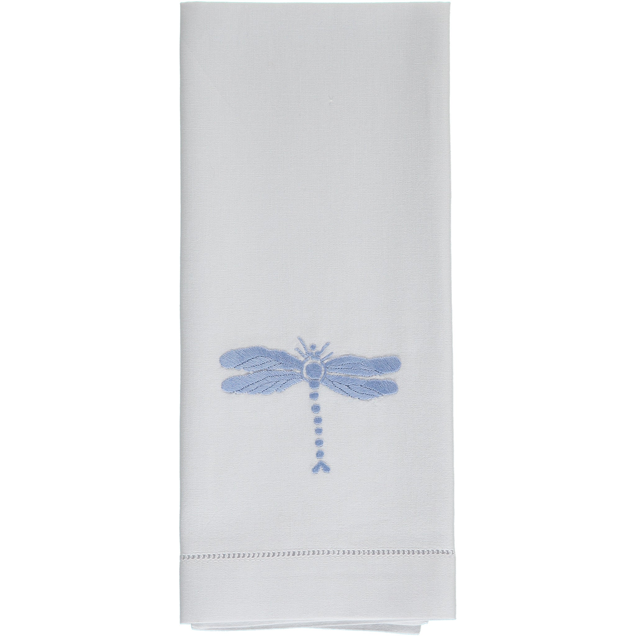 Blue dragonfly embroidered hand towel